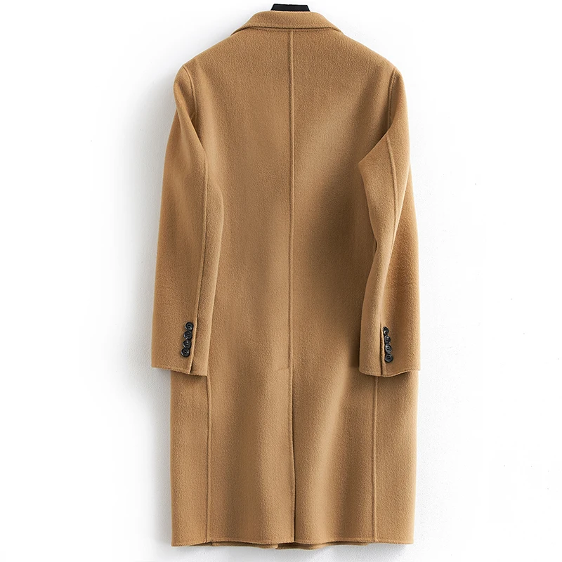 

Wool Coat Men Korean Spring Autumn Coat Jacket Double Breasted Long Jacket Men Overcoat Abrigo Hombre VVCQISOy KJ1587