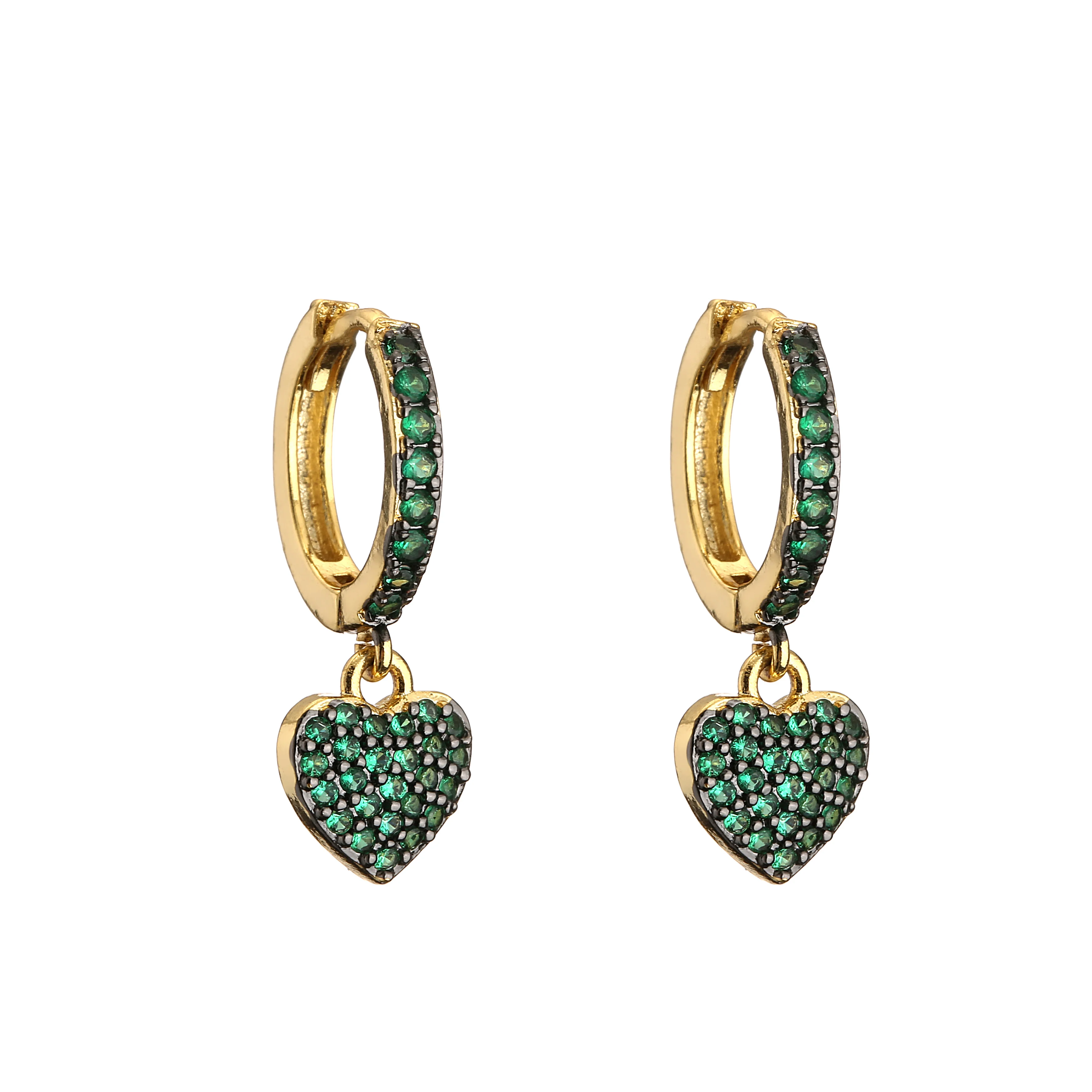 18K Gold Plated Brass Black Heart Star Earrings,Colorful CZ Drop Earrings for Women Cute Jewelry,Wholesale Dropship