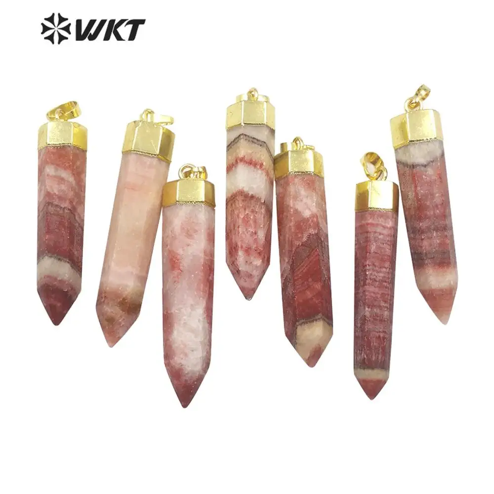 

WT-P1516 fashion spirit point rhodochrosite stone pendant Natural healing spirit point stone pendant natural color pendant