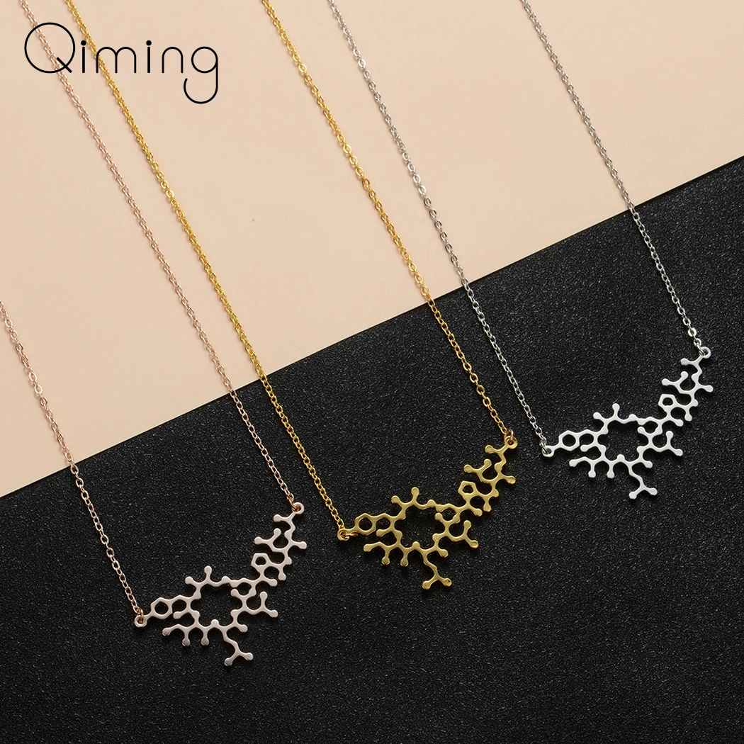 Chemistry Science Molecule Pendant Necklace For Women Men Jewelry Oxytocin DNA Necklace Simple Jewelry