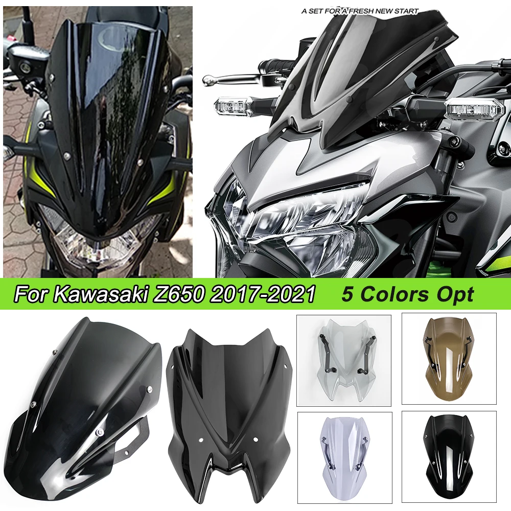 Motorcycle Sports Windscreen Windshield Viser Visor Wind Deflectors For Kawasaki Z650 2017 2018 2019 2020 2021 2022 2023 Z 650