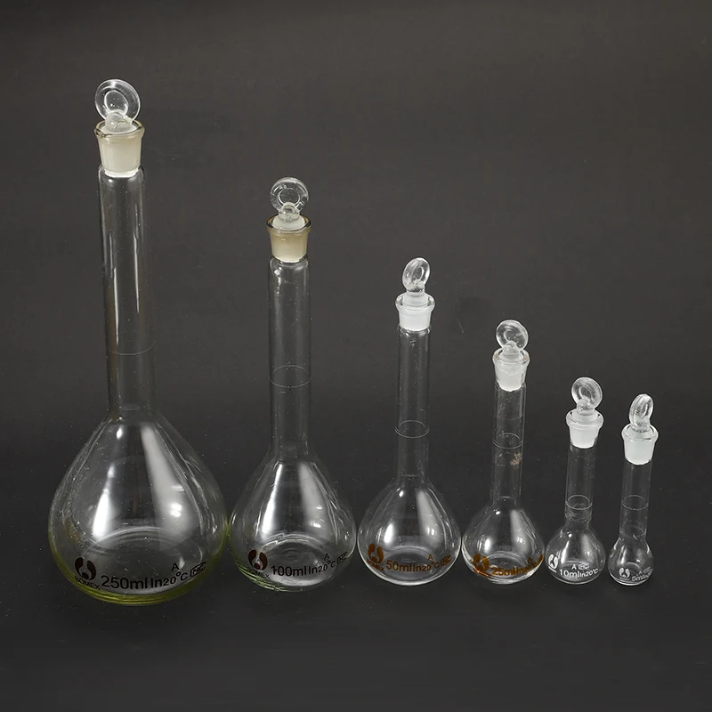 Laboratory Supply With Stopper Transparent 5ml-100ml  Glass Volumetric Flask Glassware With Stopper Lab Chemistry Distilled Kit