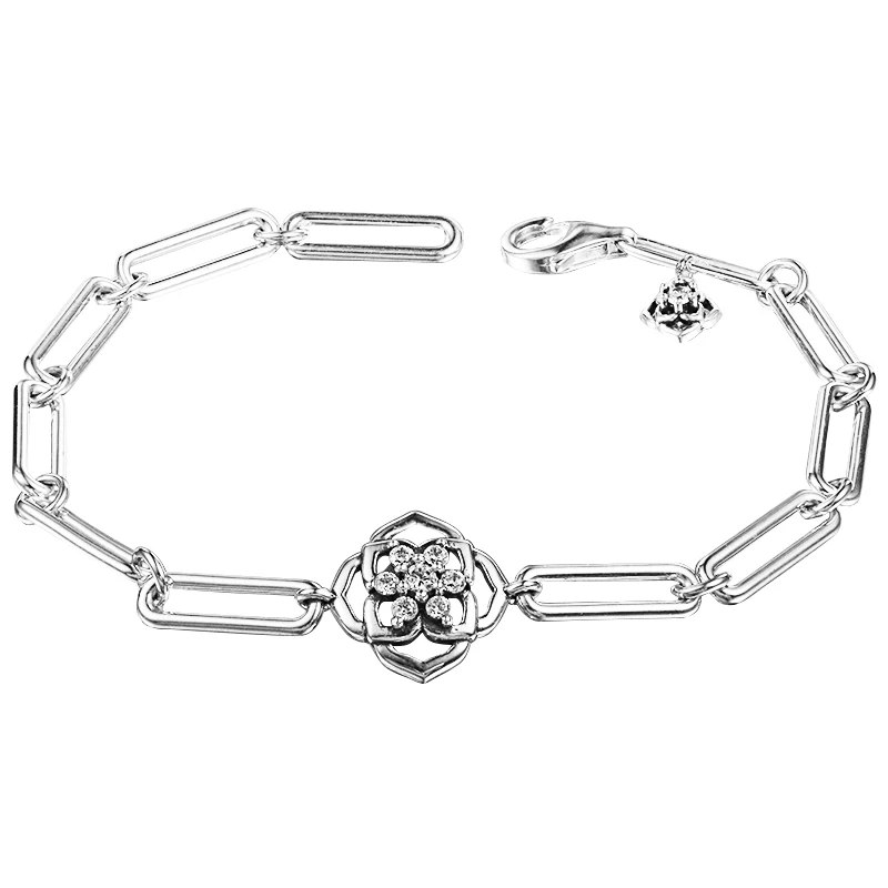 

Rose Petals Link Bracelet Original 925 Sterling Silver Link Bracelets for Women Mother's Day Charms Jewelry Pulseras Wholesaale