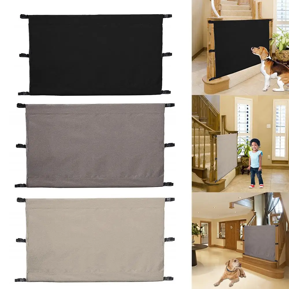 Pet Fence Dog Safety Net Durable Oxford Cloth Folding Dog Gate Safety Guard with Buckles for Indoor Outdoor Stairway Doorway