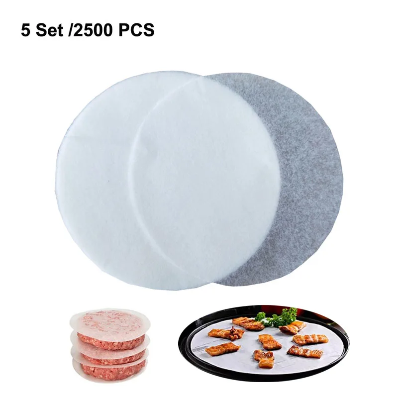 2500Pcs 130/150 mm Burger Patty Paper Oil Absorbing Paper For Hamburger Press Machine Food Grade Nonstick Meat Pie Baking Paper