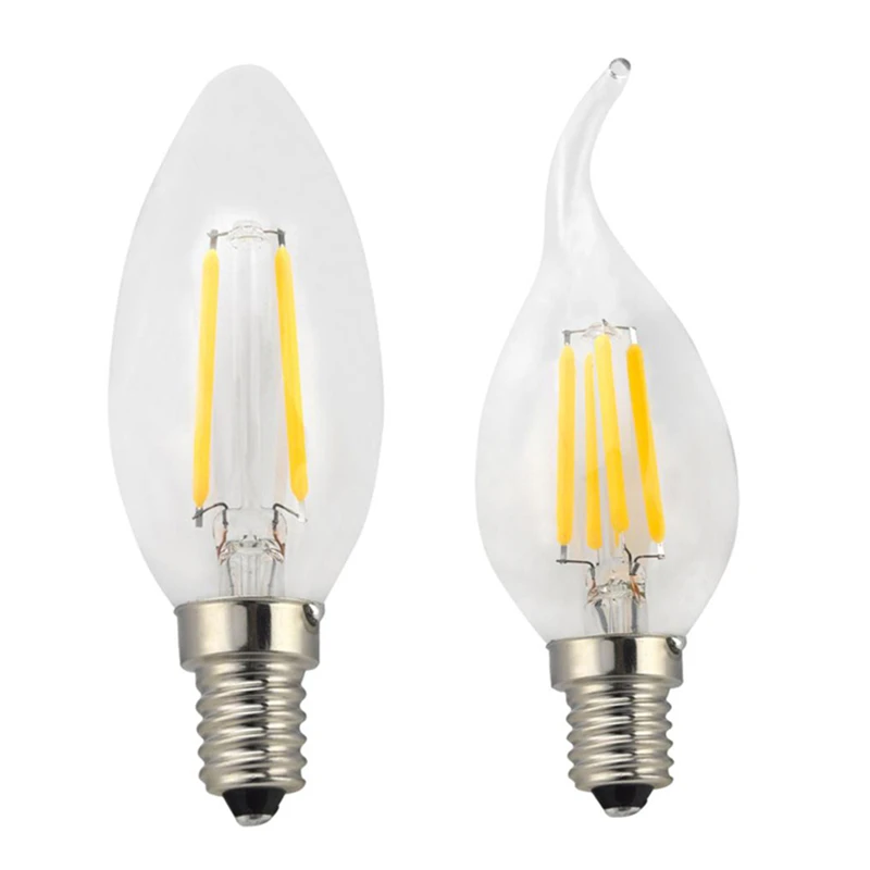 E14 LED Filament Candle Light Bulb 220V 240V 4W 8W 12W C35/C35L Vintage Edison Bulb for Chandelier Cold/Warm White