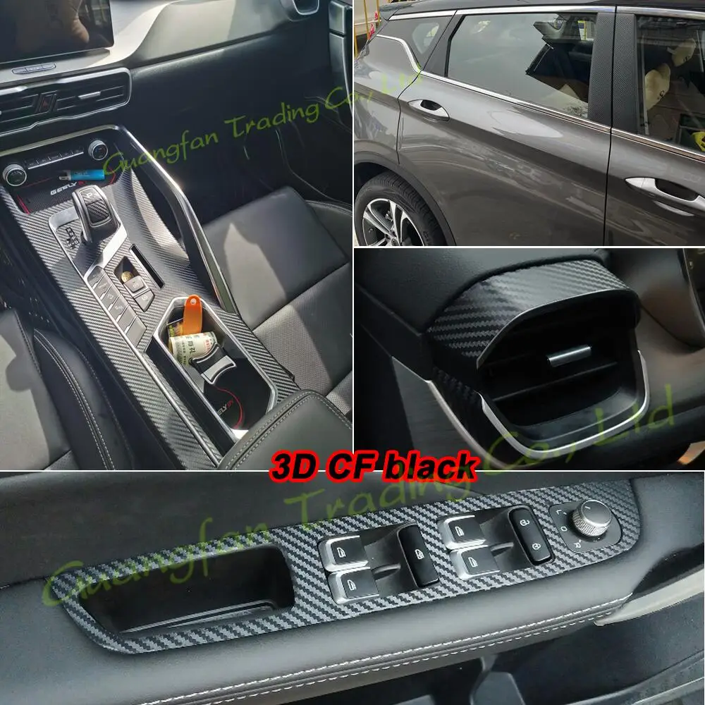 For Geely Coolray 2019-2021 3D/5D Carbon Fiber Car Interior Cover Center Console Color Sticker Decals Products Parts Accessories