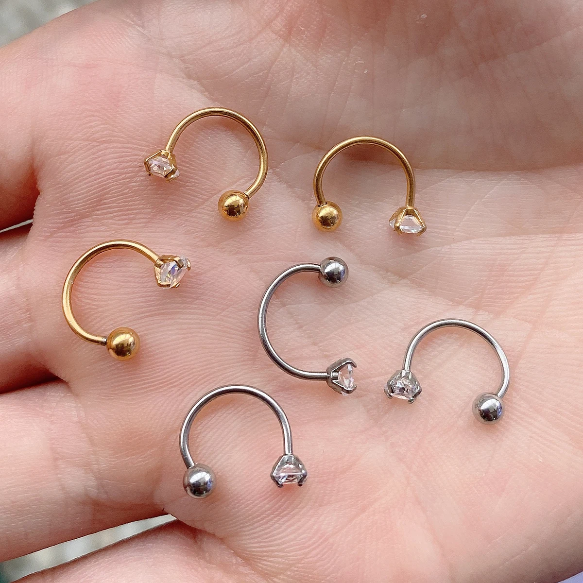 1 Piece Ear Small Piercing Stud Charming Earring Girls Women Snake Moon Corss Stainless Steel Arc Cartilage Helix Conch Earring