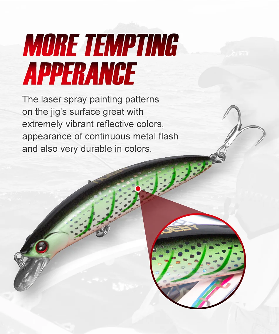 NOEBY 90S Sinking Minnow Angelköder 90mm 29g Long Casting Wobbler Harte Köder für Forelle Hecht Salzwasser Jerkbait Angelköder – Detail 11