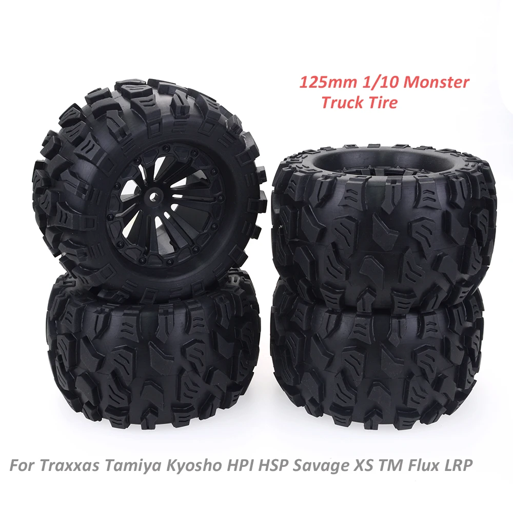 4pcs High Grip 125mm Rubber Tires Tyres Wheel Suitable For RC 1: 10 Climbing Car Off-road Vehicle Monster Truck Buggy