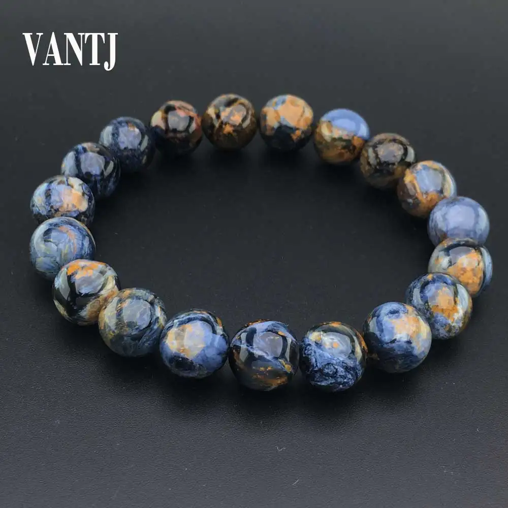 

VANTJ Natural Blue Yellow Pietersite Chatoyant Bracelet For Women Men Best Gift Crystal Bangle Healing Gemstone From Namibia