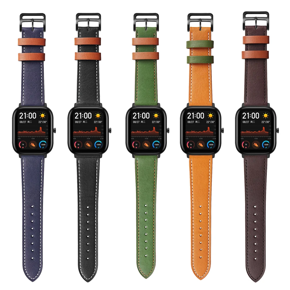 Replacement Accessories for Xiaomi Huami Amazfit GTS Leather Band for Amazfit GTR Stratos 2 2S 3 Pace Bip Watch Strap Watchband