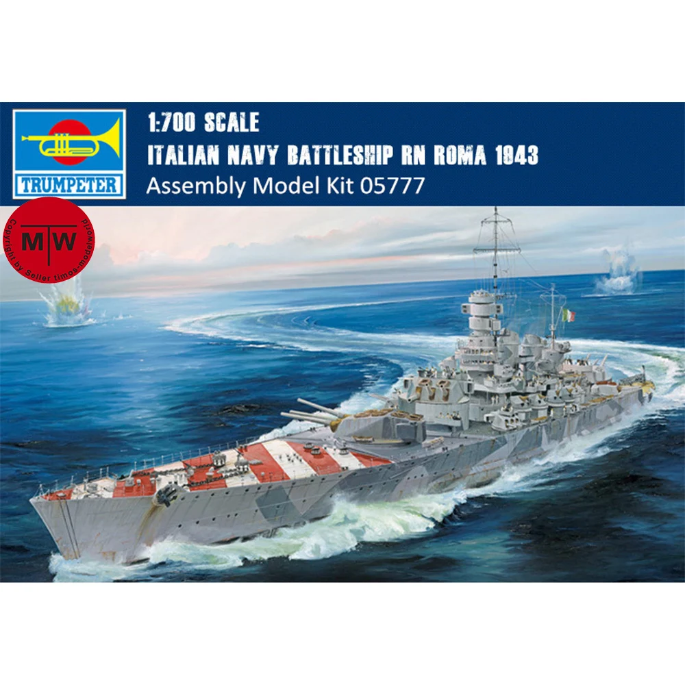 

Trumpeter 05777 1/700 Scale Italian Navy Battleship RN Roma 1943 Military Plastic Warship Assembly Model Kit