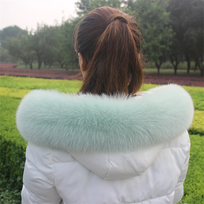 Genuine Winter Real Fox Fur Scarf Natural Fur Collar Women Coat Detachable Trim Straight Scarves Luxury Keep Warm Shawl Female