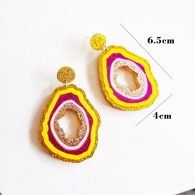 LARGE GEODE DANGLER EARRINGS