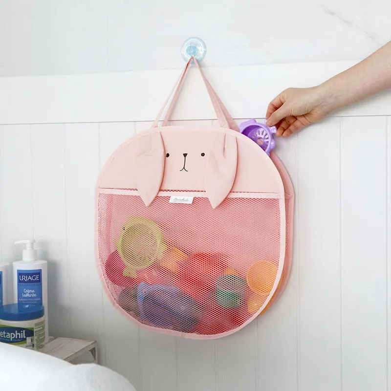 Baby bathroom mesh bag for bath toys bag kids basket toys net cartoon animal Bear Dog waterproof cloth sand toys beach storage