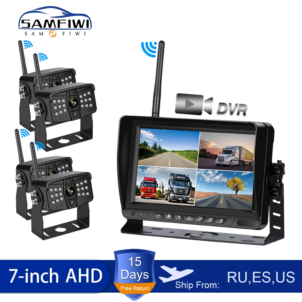 

7 inch Car Monitor AHD Wireless Car Screen DVR Display Vehicle Rear View Reverse Backup Recorder Wifi Camera Truck Monitors