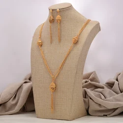 African jewelry set nigerian wedding For Women Heart Bridal African Gold Color Jewelry Set Dubai Necklace Earrings Bride Gift