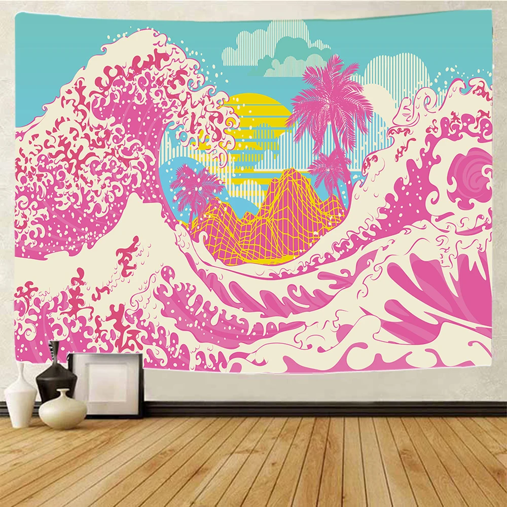 Sea sunrise Japanese home art decorative tapestry Hippie Bohemian decorative background wall bed sheet sofa blanket