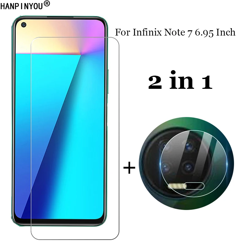

2-in-1 For Infinix Note 7 Note7 6.95" Soft Fiber Camera Lens Protection Film + Front 9H 2.5D Tempered Glass Screen Protector