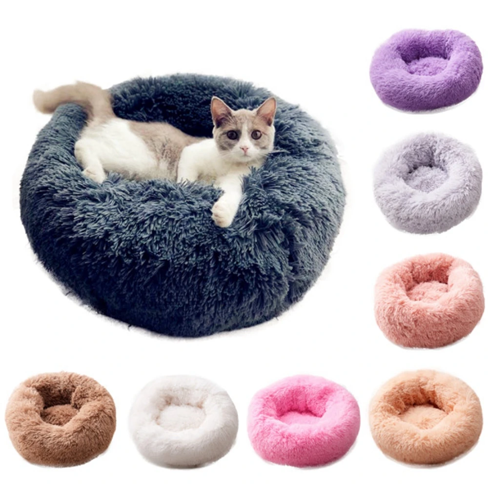 Cat Beds Round Comfy Calming Dog Bed For Cats Soothing Bed Dog Anti Anxiet House For Cat Fleece Marshmallow Cat Bed Cushion image 2