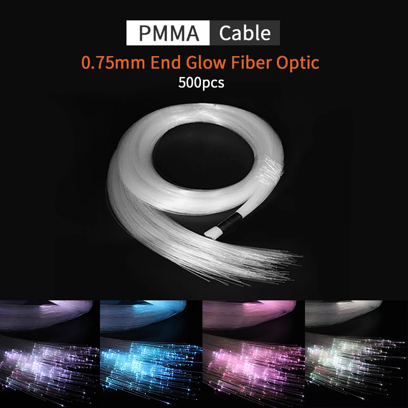 500pcs 0.75mm 4m End Glow Fiber Optic cable  PMMA Cable for Starry Sky Night light Star Ceiling Light For Ceiling Decor