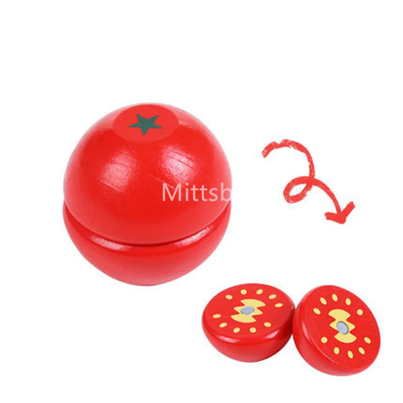 Simulation Magnetic Montessori Fruit Play House Strawberry Watermelon Banana Durian Seasoning Baking Toy Wooden Educational Toys