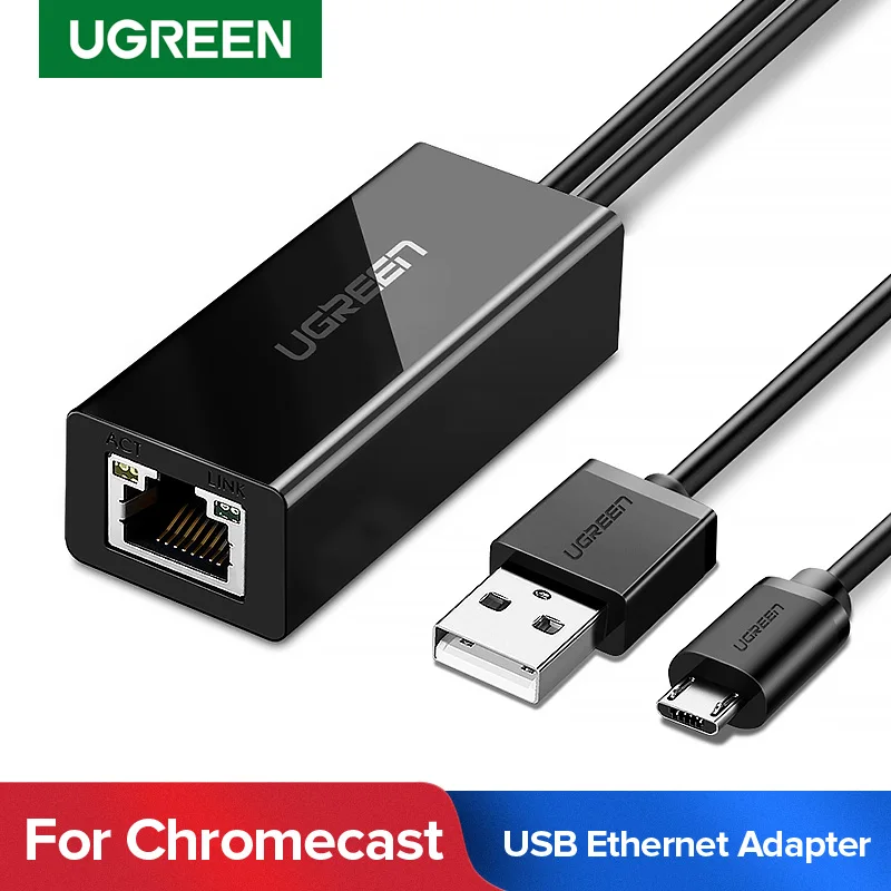 Ugreen USB Ethernet Adapter for Chromecast Amazo Fire TV Stick USB to RJ45 USB Network Card for Google Chromecast Gen 2 1 Ultra