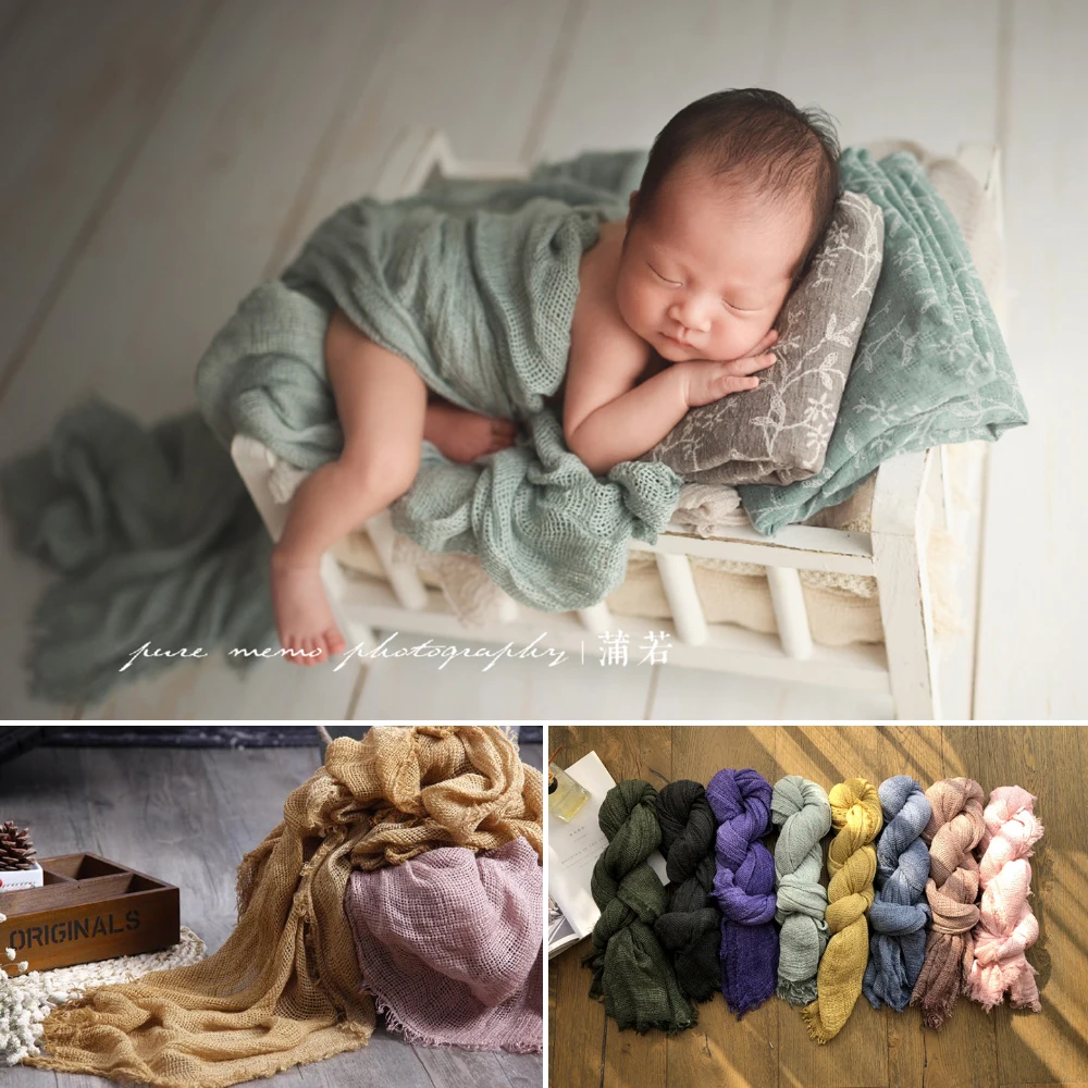 Linen Knit Tassel Wrap For Newborn Photography Props Baby Girl Knitted Wraps Photo Shoot Accessories Fotografia Photoshoot