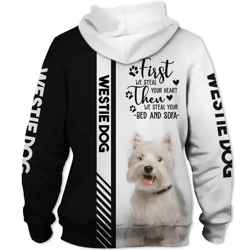 West Highland White Terrier 3D Printed Unisex Deluxe Hoodie Men/Women Sweatshirt Streetwear Zip Pullover Casual Jacket Tracksuit