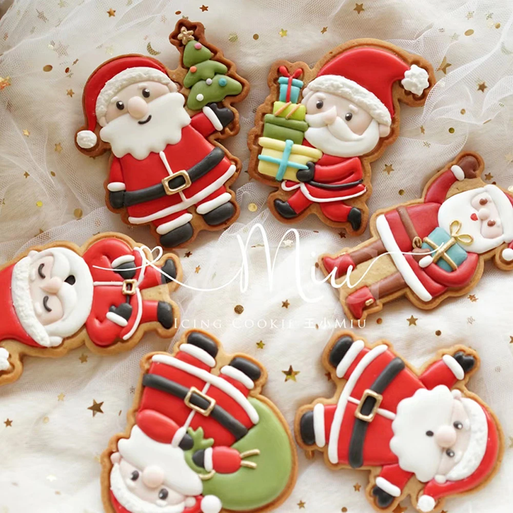 1Pc Cute Santa Claus Mold Christmas Biscuit Mold Cookie Cutter Stamp Hand Pressure 3D DIY Fondant Cake Decoration Tools