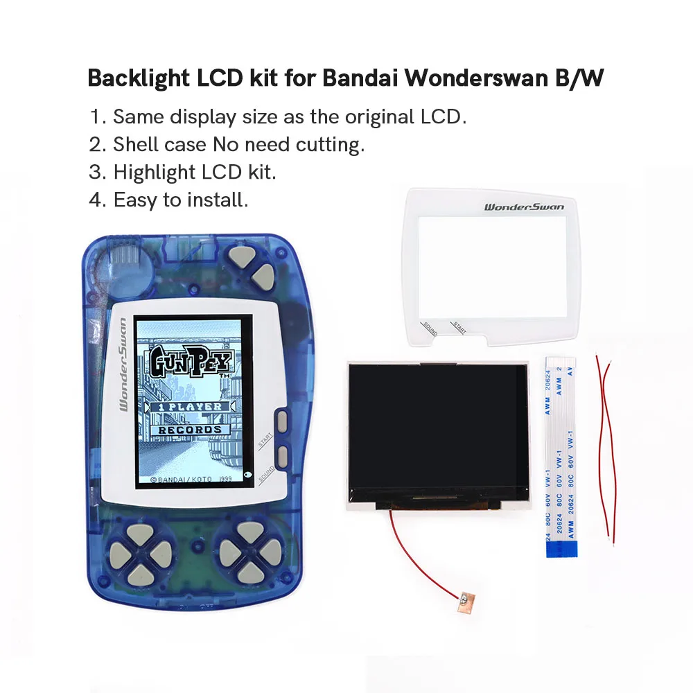 ใหม่ล่าสุด DIY WS Hightlight หน้าจอ LCD ชุดความสว่างสําหรับ Bandai WonderSwan สําหรับ Wonder Swan เกมคอนโซล