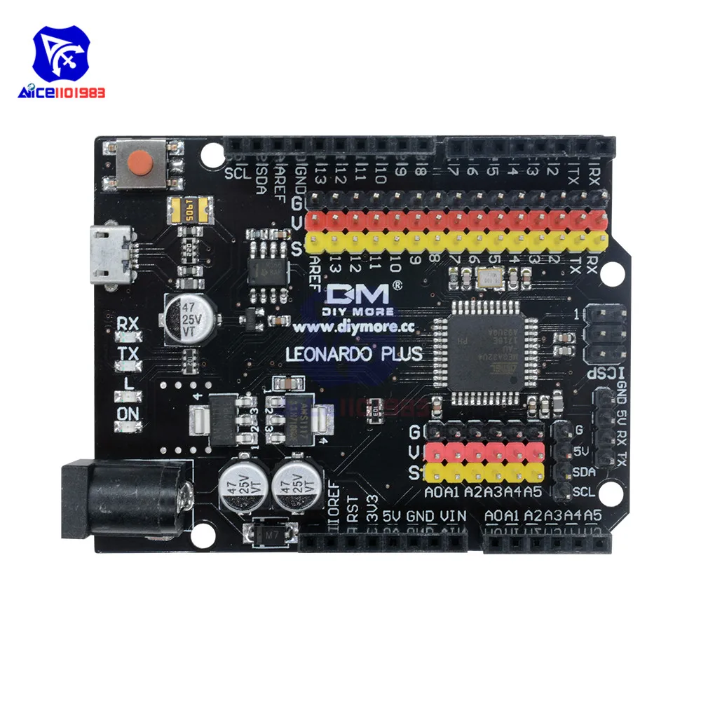 Leonardo R3 Plus Mcrocontroller Development Board I/O Shield Module ATmega32U4 Pro Micro 5V SPI IIC untuk Arduino Micro USB Cable