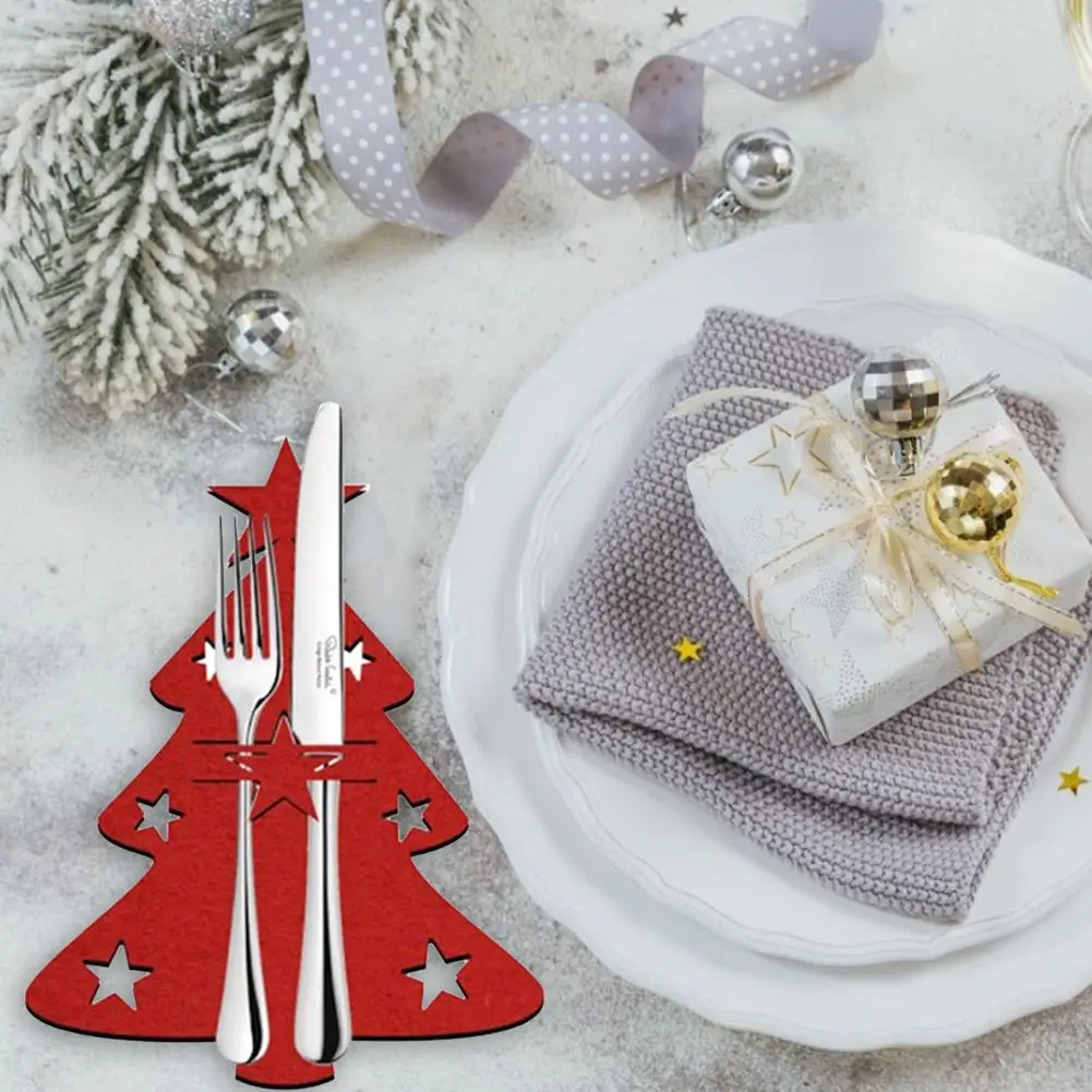 4PCS/SET Christmas Decor Restaurant Hotel Layout Non-Woven Old Man Snowman Xmas Knife And Fork Bag Cutlery Cover Decoration