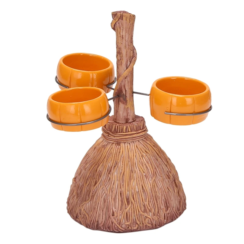 

Halloween Pumpkin Snack Bowl Rack Fruit Plate With Wood Holder Candy Serving Plate Bowl Food Serving Display Tray