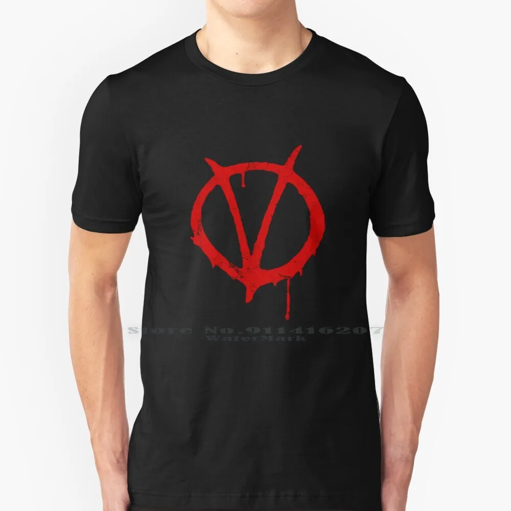 V For Vendetta Vintage Symbol 100% Cotton T Shirt Comics Book Graphic Novels Revenge Anonymouse Movies Films V For Vendetta