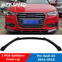 3 PCS Splitter ABS Front Bumper Lip Spoiler Diffuser Guard Trims For Audi A3 8V Standard Car Styling 2014-2016
