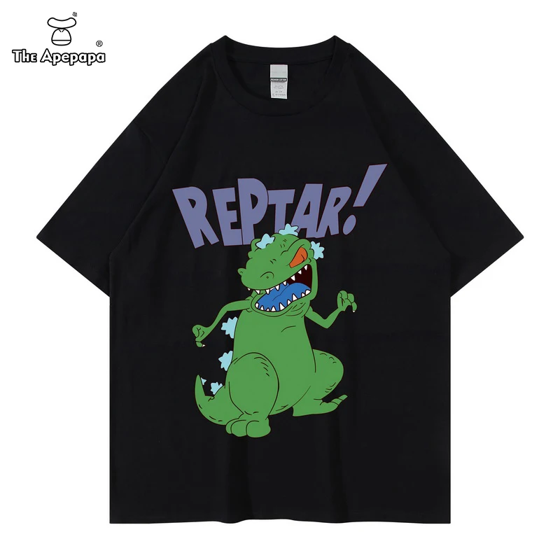 Hip Hop T-shirt Men Funny Cartoon Comics REPTAR Print Tops Tee Summer Casual Hipster High Street Oversized Streetwear Tshirt