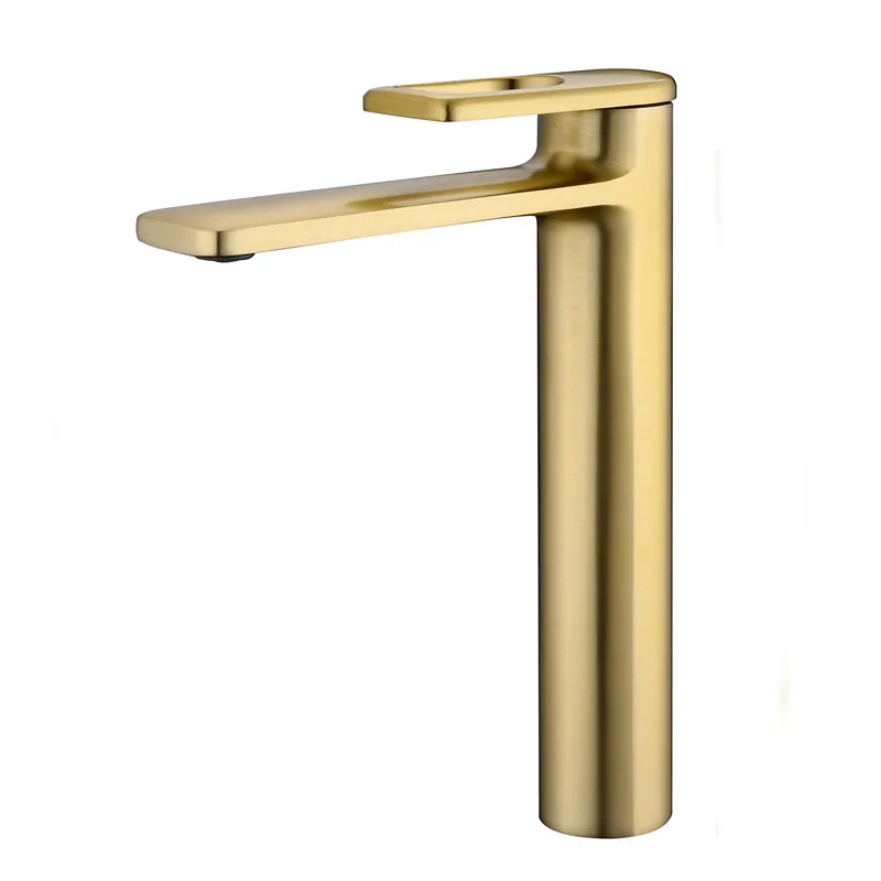 

Basin Faucets Solid Brass Sink Mixer Tap Hot & Cold Bathroom/Lavatory Crane Single Handle Faucet Brushed Gold New Arrival