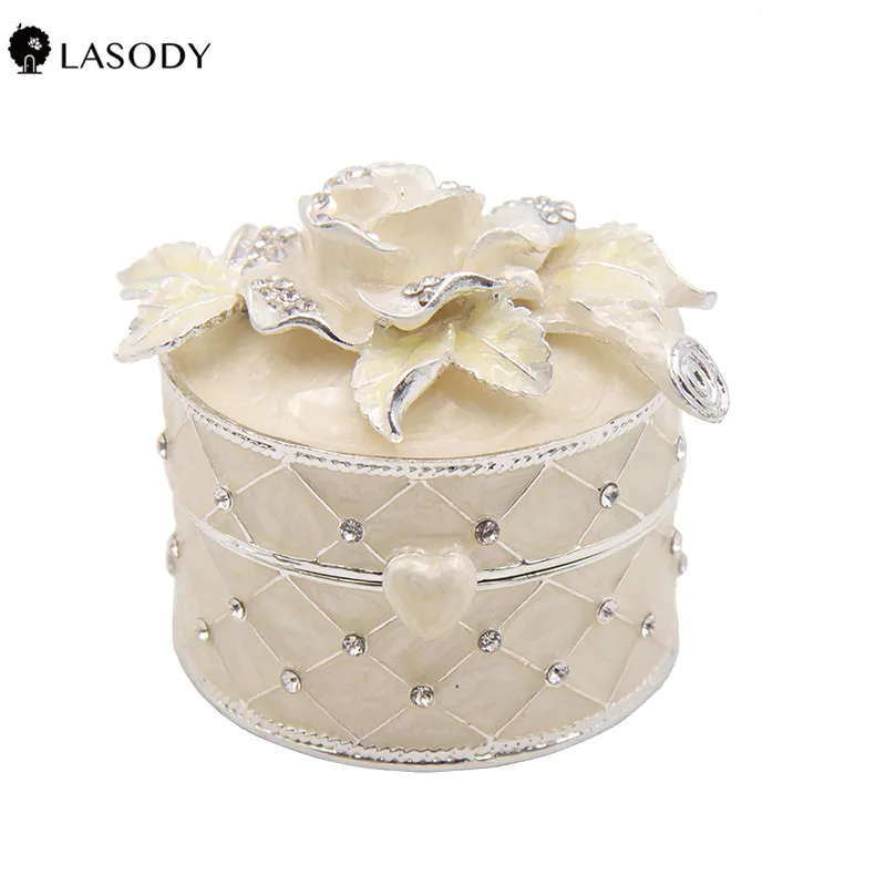 LASODY Jewelry Display Box Girl Jewelry Flip Storage Box Ring Necklace Crystal Pearl Gift Box Home Decoration Souvenir