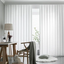 Hmyi Modern White Color Sheer Curtains for Living Room Solid Long for Window Voile Tulle Curtain Decoration Custom Made Drapes