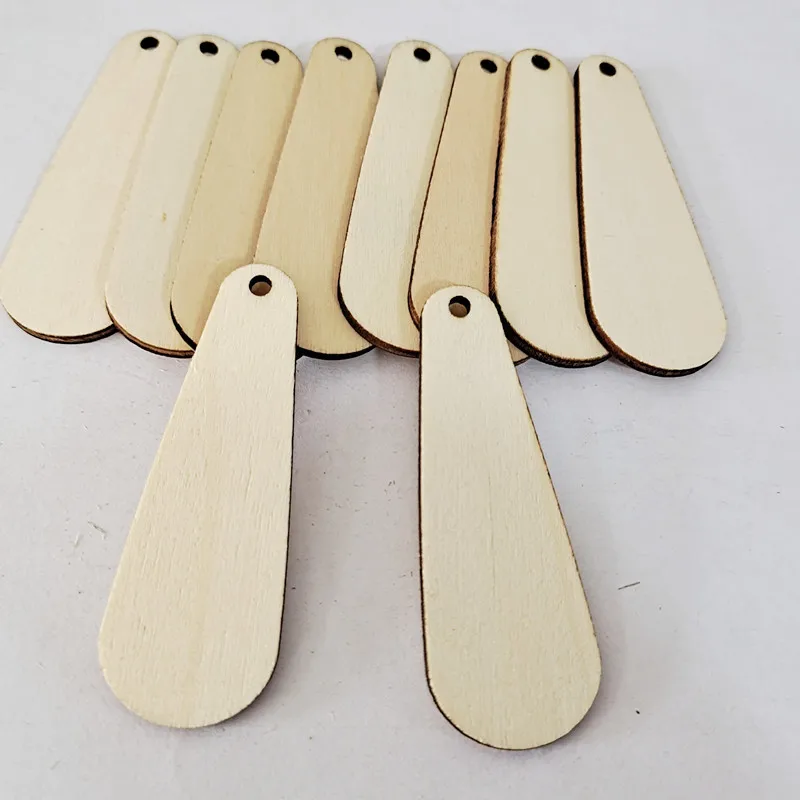 50 PCS Custom DIY Accessories, Water Drop Shape,  Wood Chip, Colored Decorative Pendant With Hole Earrings