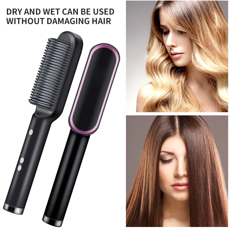 Multifunctional Professional Hair Straightener Tourmaline Ceramic Hair Curler Brush Hair Comb Straighteners Curling Hair Iron