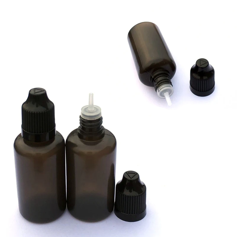 

1000pcs Refillable 30ml PE Soft Plastic Dropper Bottles E Liquid Bottle With Colorful Childproof Cap Empty Black Plastic Vial