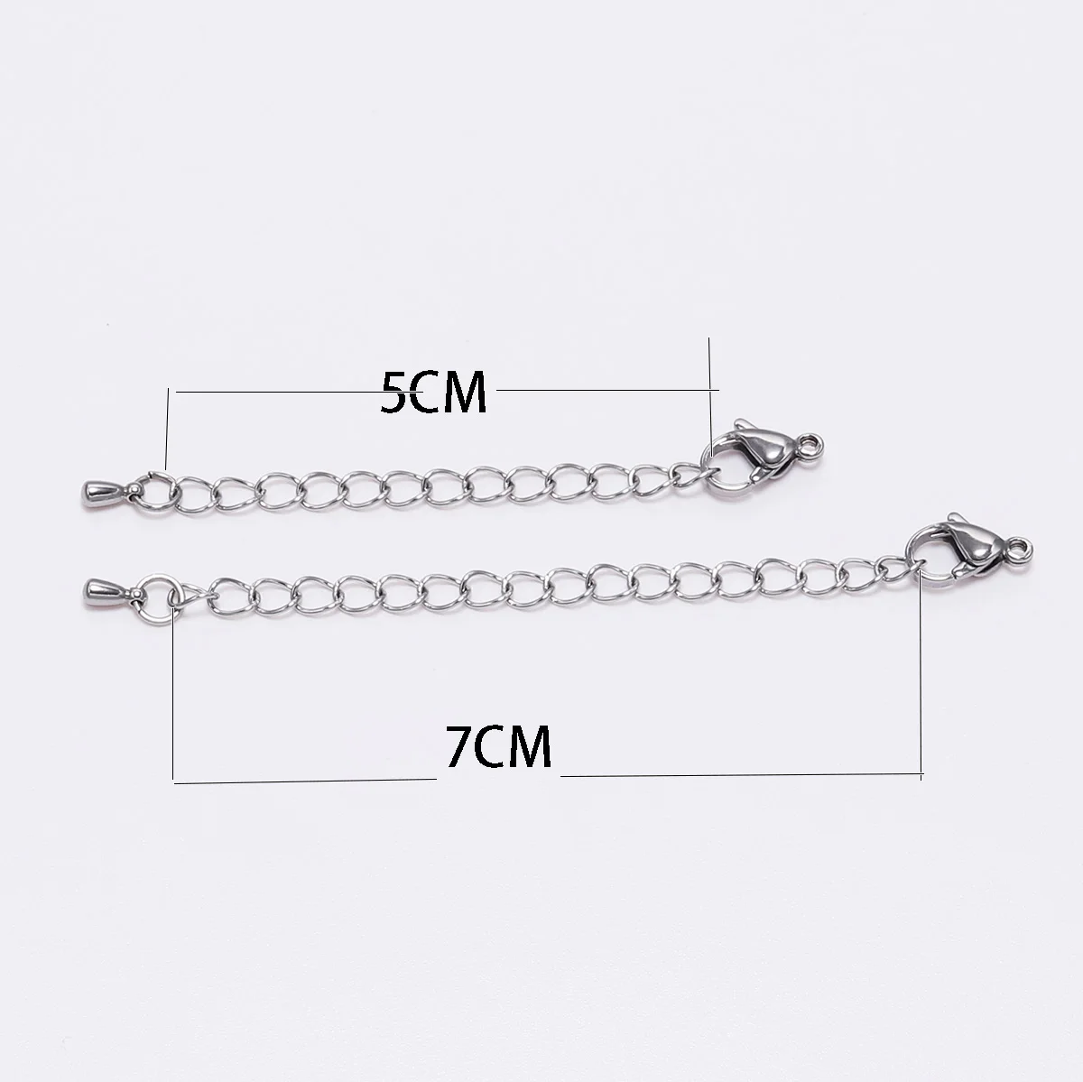 10Pcs/Lot Stainless Steel Lobster Clasps Water Drop Pendants End Beads Tail Extender Chain for DIY Jewelry Making Accessories