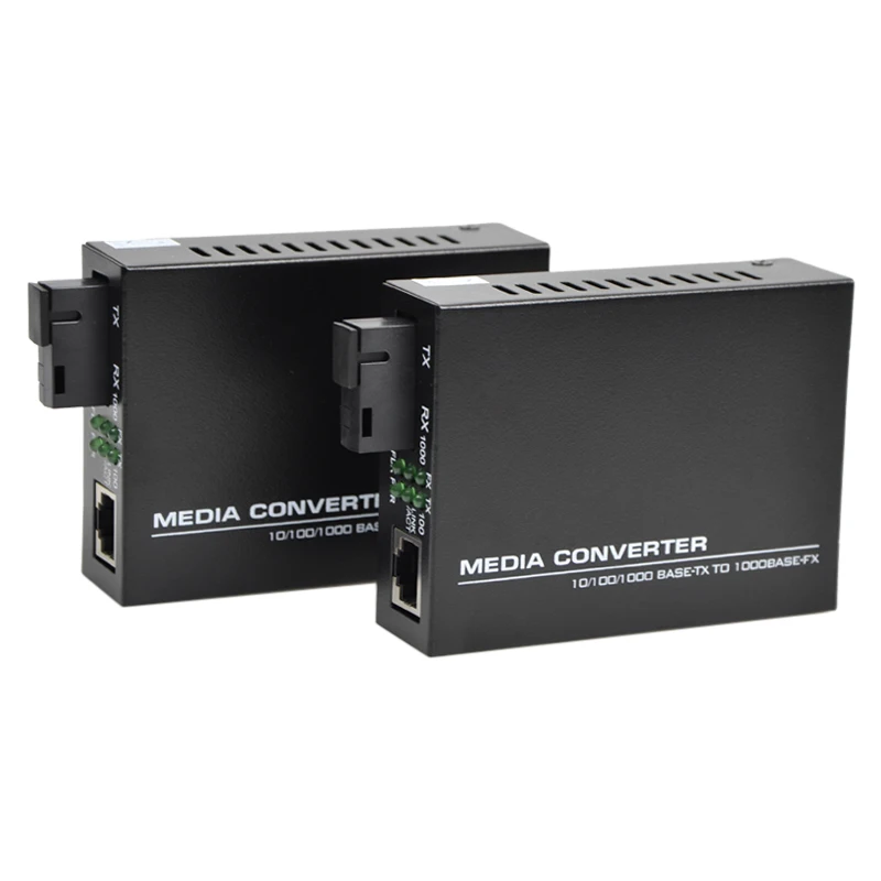 1 Pair 100/1000M Fiber Optic Transceiver 1 Fiber port 1 RJ45 port A and B 3km or 20km Single-Mode Optical Fiber Media Converter