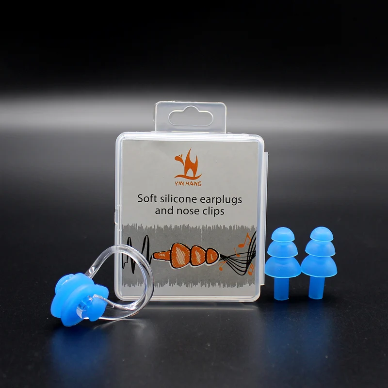 1 Set Soft Silicone Swimming Waterproof EarPlugs &  Nose Clip Silicone Waterproof Water Protection  Dust-Proof  Diving Supplies