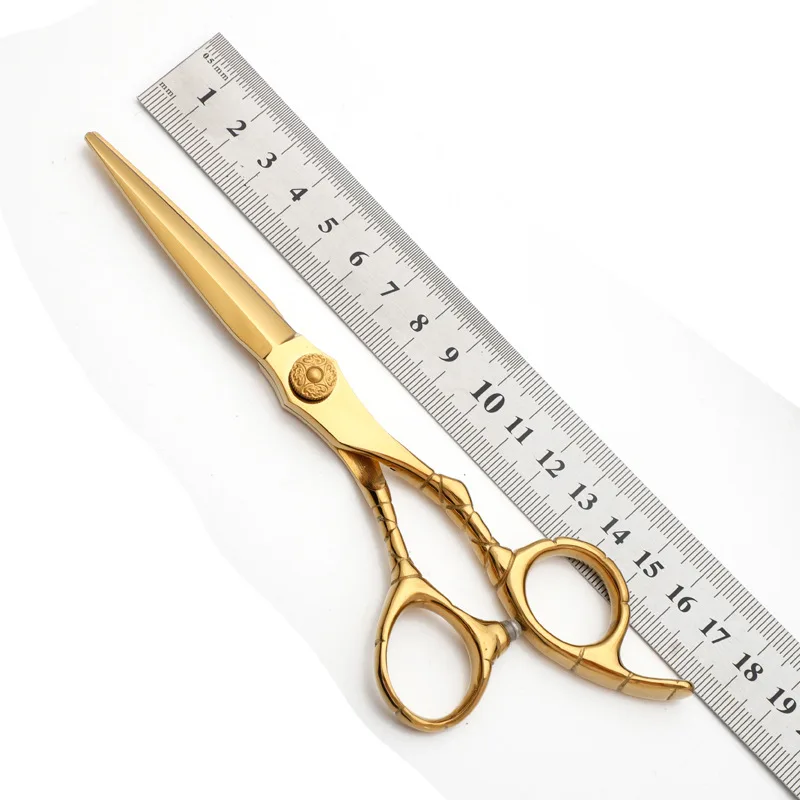 6inch Professional Hairdressing Scissors Thinning Barber Scissors Set Hair Cutting Shears Hair cutter  9CR13 gold