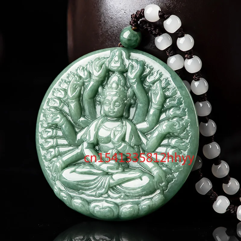 Hot Selling Jade Thousand Hands Guanyin Pendant Necklace Charm Jewellery Hand-Carved Pendant for Women Men Fashion Accessories