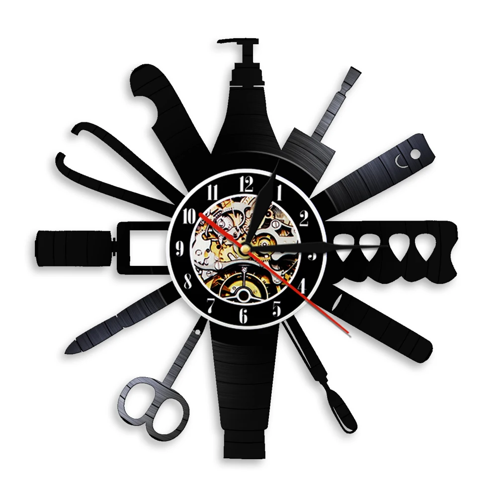 

Fashion Nail Salon Store Business Sign Nail Salon Tool Vinyl Record Wall Clock Modern Design Wall Art Decor For Beauty Store